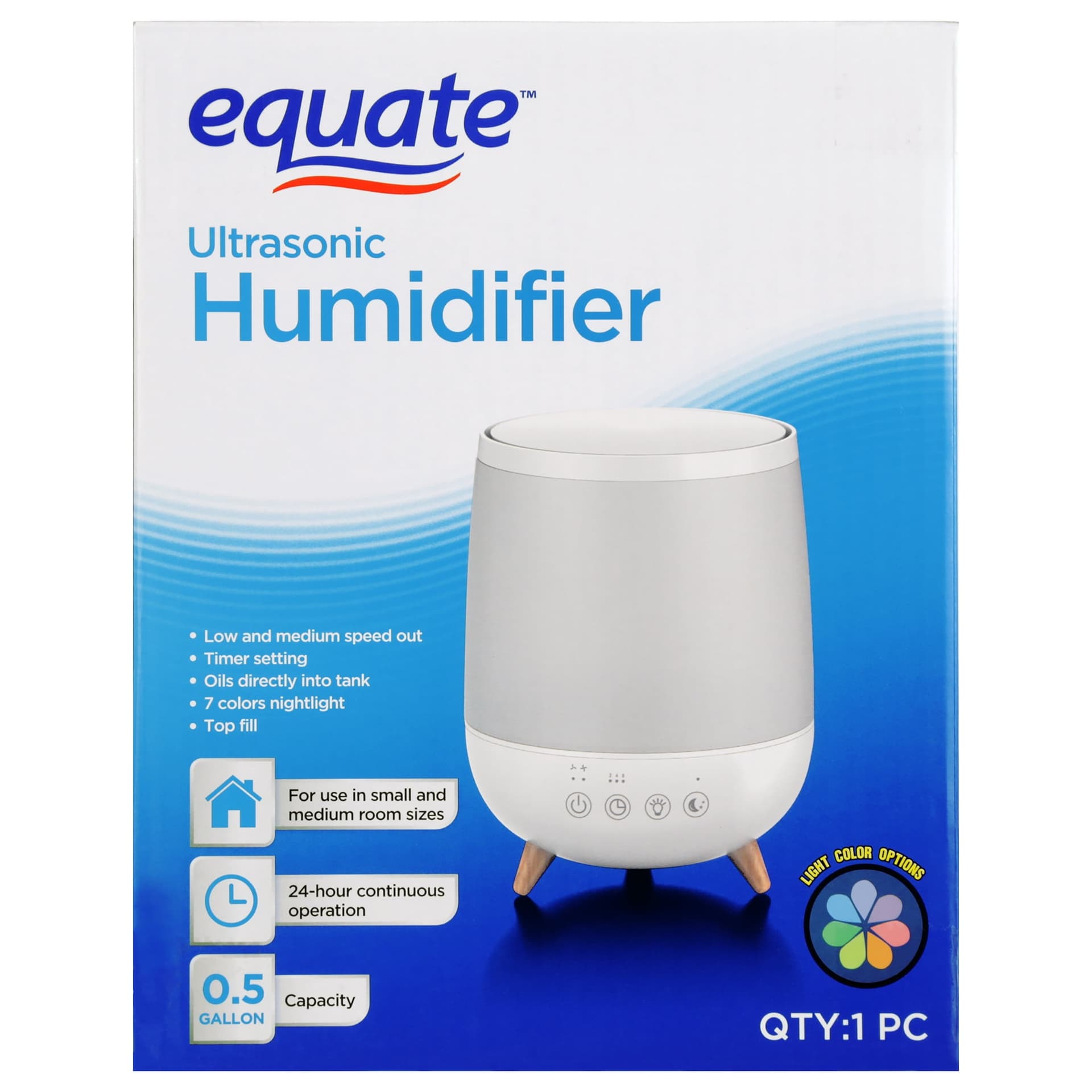 Equate Cool Mist Ultrasonic Color Changing Humidifier & Diffuser