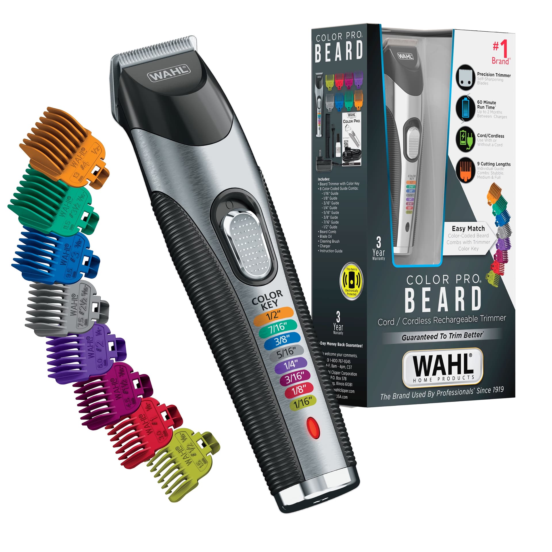 Wahl Color Pro Cord/Cordless Rechargeable Hair, Beard Trimmer for Men