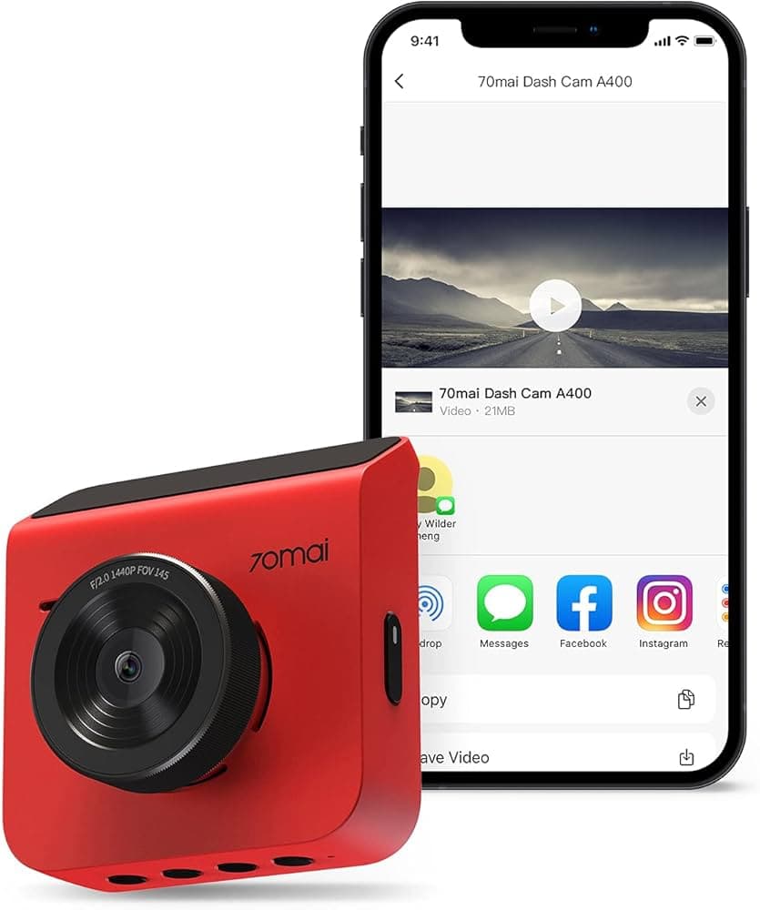 70mai Dash Cam A400 1440P QHD with 2-Inch Screen & Dual-Channel Supported