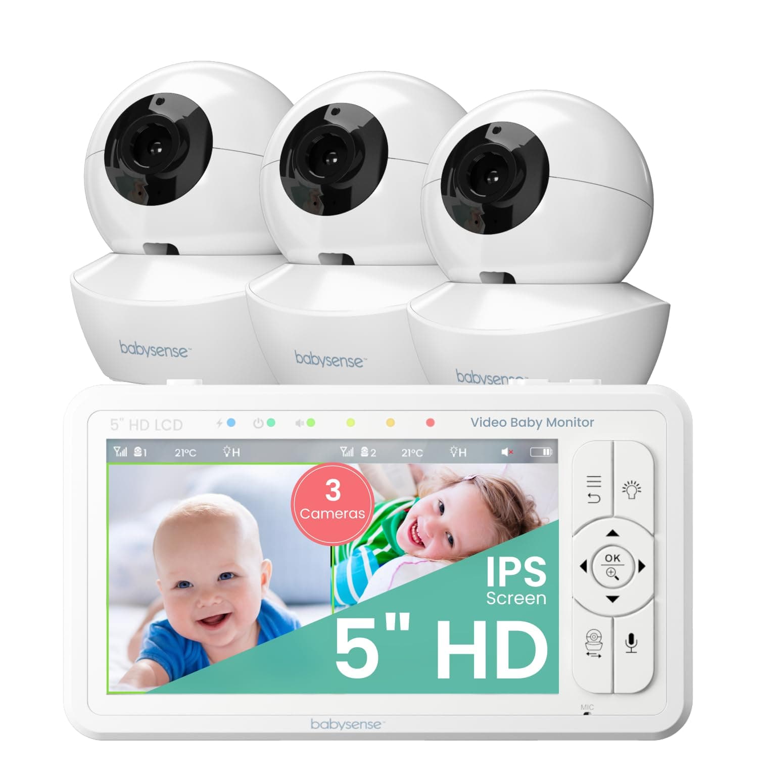 BabySense HD S2 5" Split Screen Video Baby Monitor with Camera