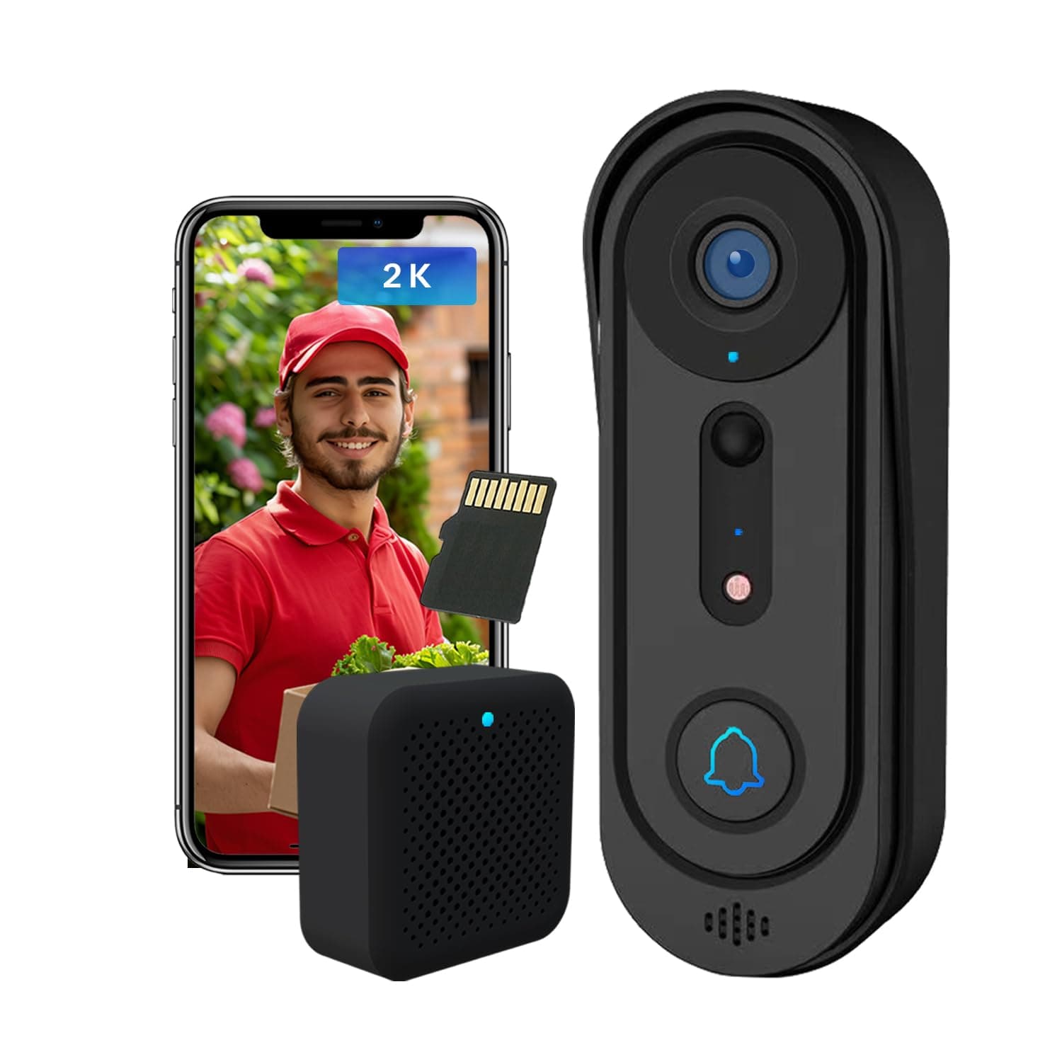 Eaula Videns 2K Doorbell Camera Wireless WiFi Video Doorbell with Free Ring Chime