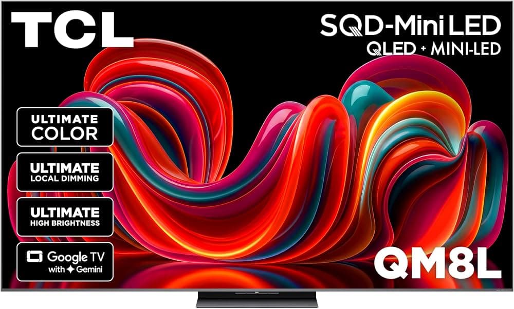 TCL 85 Inch 4K Mini LED Smart TV, QLED Google TV, QM8K Series, Premium Home Cinema Television Brilli