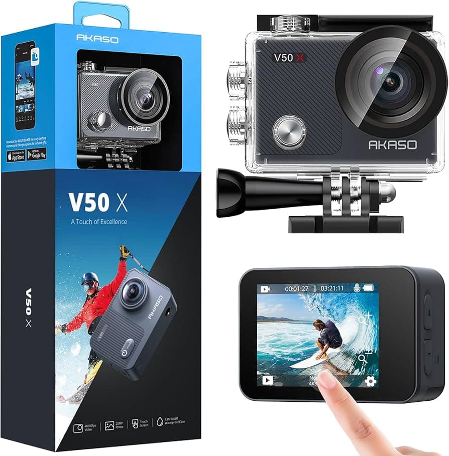Akaso V50X Native 4K30fps WiFi Action Camera with EIS Touch Screen 4X Zoom 131 feet Waterproof Camer