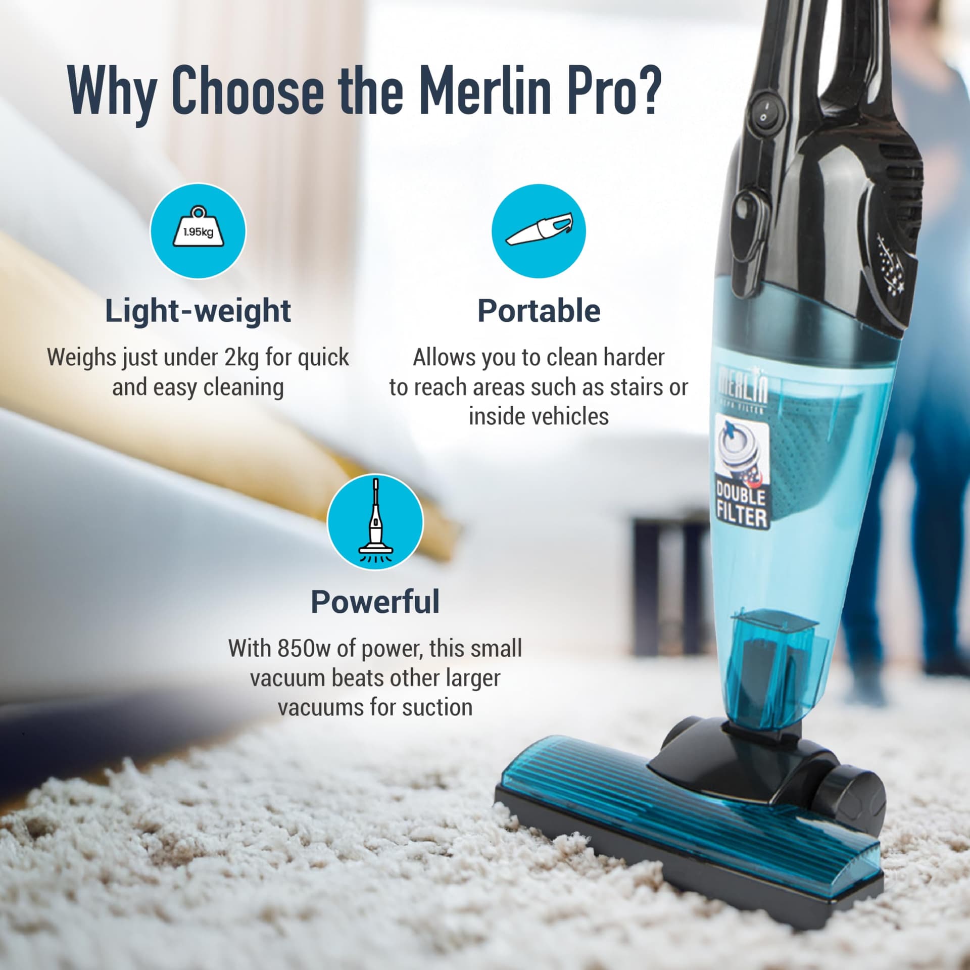 Merlin 2 in 1 Mini Vacuum Cleaner